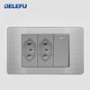 DELEFU Brazilian Model 118 Type 10A/20A Stainless Steel Grey Durable PC USB Socket with Type-C 20W Fast Charging