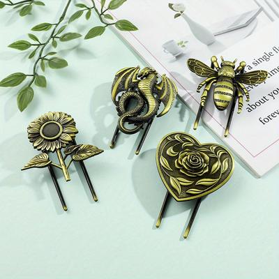 Kreative Vintage Liebe Rose Buchklammern - Bronze Metall Lesezeichen, Lese- Schreib- Büroaccessoires für Buchliebhaber
