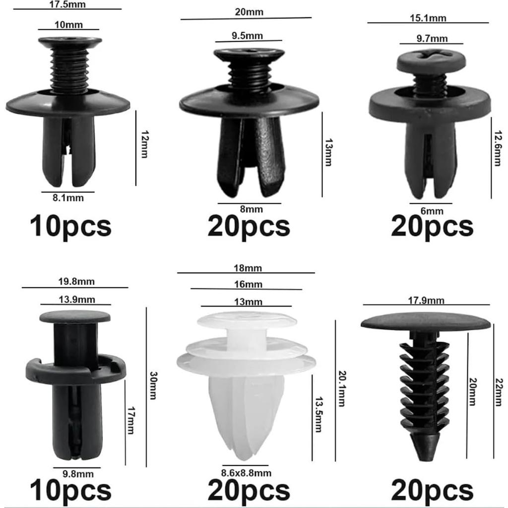 100 Pcs Bumper Clips Car Clips Plastic Rivets Fasteners Push Retainer Kit With Sizes Auto Push Pin Rivets Set
