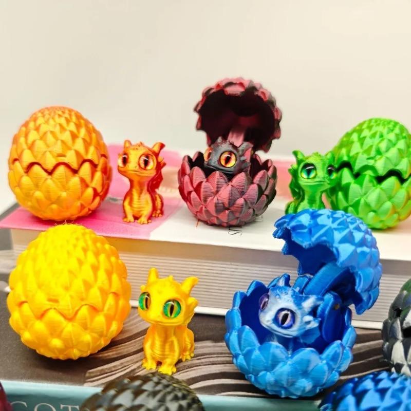3D Printed Dragon Egg Figures Animal Toys Dragon Toys Simulation Eyes Home Accessories Desktop Decor Kids Toy Gift