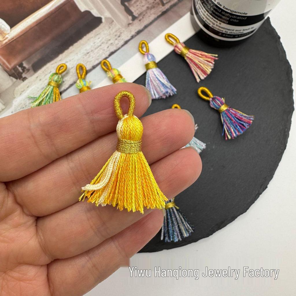 Korean Rainbow Tassel Pyssla Bead Keychain DIY Accessory