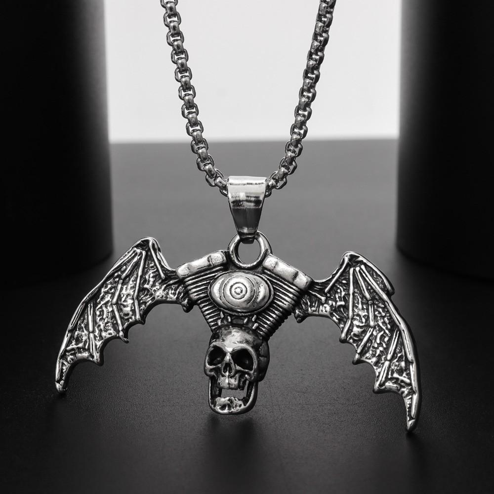 Neuer Fledermausschädel Retro Gotischer Stil Schmuck Anhänger Halskette