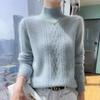 Pullover Women's Half Turtleneck Sweater with Thick Casual Knitted Sweater Solid-colored Loose Warm Top for Autumn and Winter