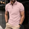 Men's 2023 Casual Polo Shirt with Ribbed Collar and Button Closure, Available In Multiple Colors