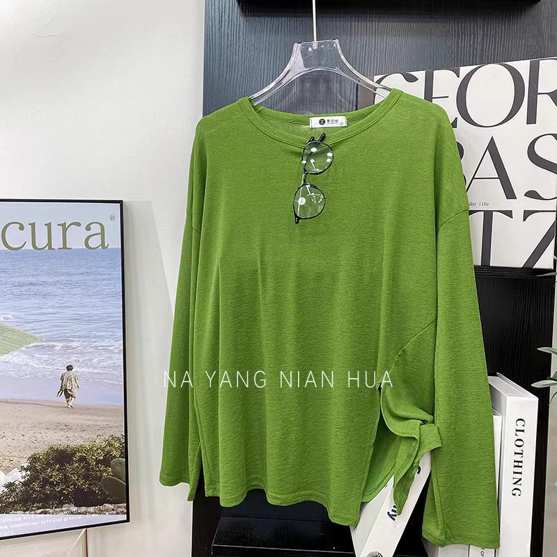 Women's Summer Korean-Style Sheer Long-Sleeve Sun Protection T-Shirt - 2025 Candy Color Loose Fit