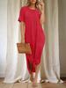Womens T Shirt Dress Drop Shoulder Side Slit Loose Maxi Dress With Pockets
