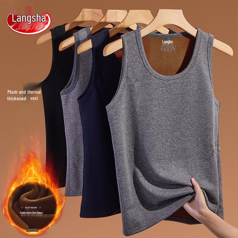 

Langsha Men s Thermal Velvet-Lined Sleeveless Vest XL