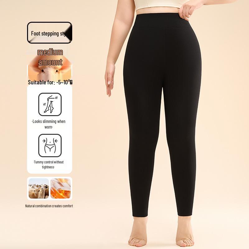 

Plus Size Women s High Waist Fleece-Lined Cashmere Pants for Autumn/Winter M-L (90-140 lbs)