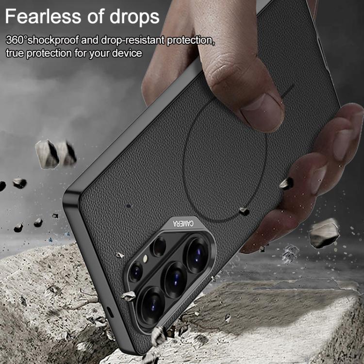 GKK Large Camera Hole Metal Paint Skin Feel Vegan Leather Magnetic Phone Case