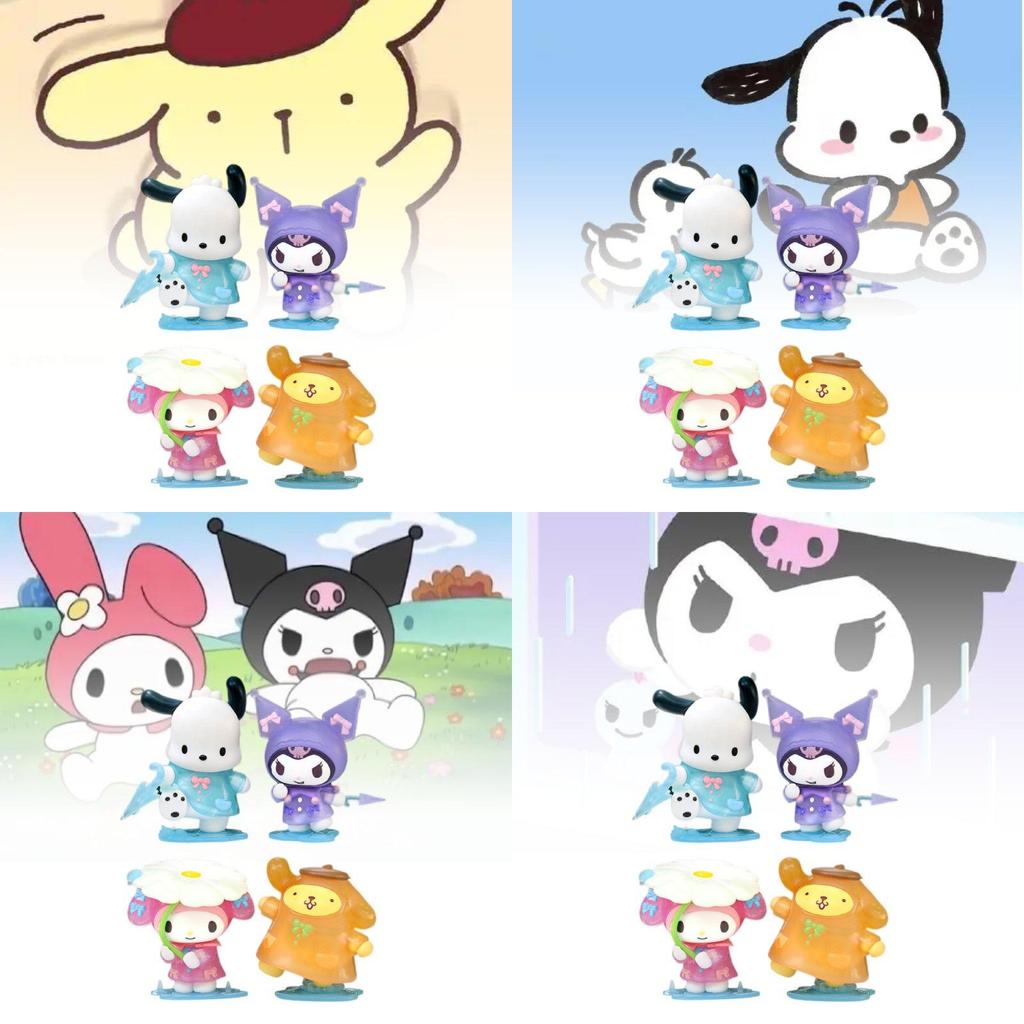 Adorable Sanrio Rainy Day Series Blind Box Figurine Featuring Kuromi And Pochacco Gifts