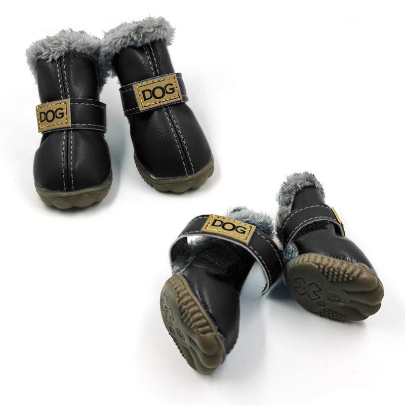 Pet Dog Shoes Winter Super Warm 4pcs/set Dog Boots Leather Anti Slip XS XXL Shoes for Small Dog Pet Product Chihuahua Waterproof