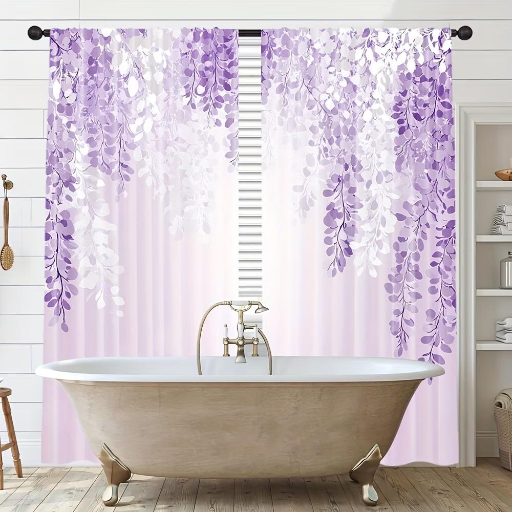 2PCS Digital Printed Curtains, Dreamy Purple Flowers Pattern, Beautiful Window Drapes for Living Room Bedroom Home Decor