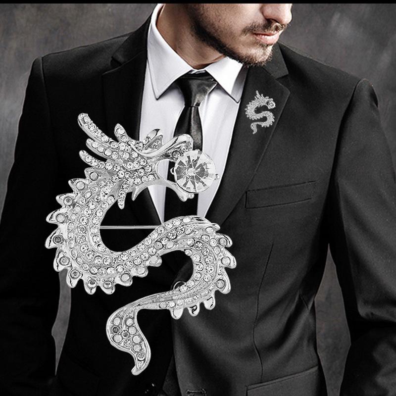 Men's Fashion Suit Brooch Simple Diamond Tassel Metal Wedding Dress Suit Brooch Collar Pin