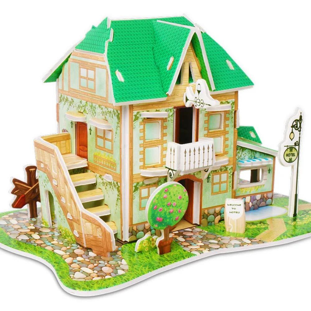 Kids 3D Stereo Puzzle Cartoon House Castle Building Model DIY Handmade Early Learning Educational Toys Gift for Children