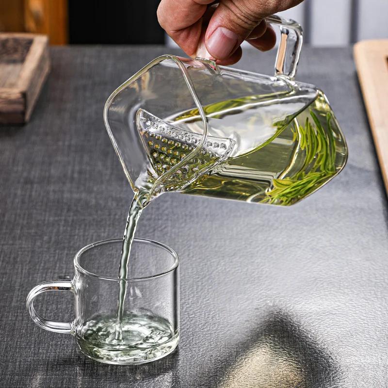 

Square Mouth High Borosilicate Glass Tea Pitcher Fair Cup With Filter Kung Fu Tea Set Chahai Glass Serving Teacup Teaware 250ml чистый