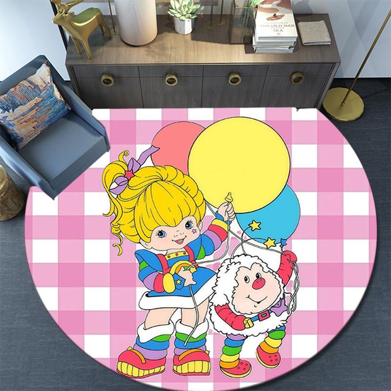 Rainbow Brite,Round Area Rug,Carpet Rug for Living Room Bedroom Sofa Playroom Decor,Non-slip Floor Mat