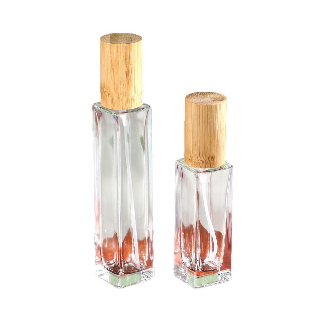 Luxury Travel-Sized Transparent Glass Perfume Bottle with Wooden Cap