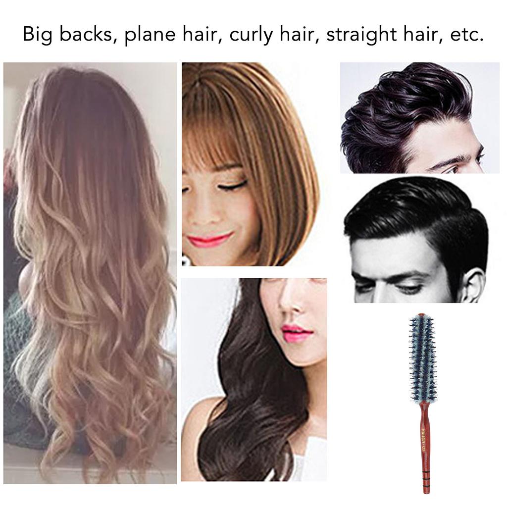Round Styling Hair Brush High Temperature Resistant Prevents Static Boar Bristle Round Brush for Salon Home 12s Minimum Size