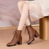 2025 New Short Boots Female Real Soft Leather Martin Boots Women's Autumn and Winter Heel Fashion Versatile Warm Velvet Women's Boots