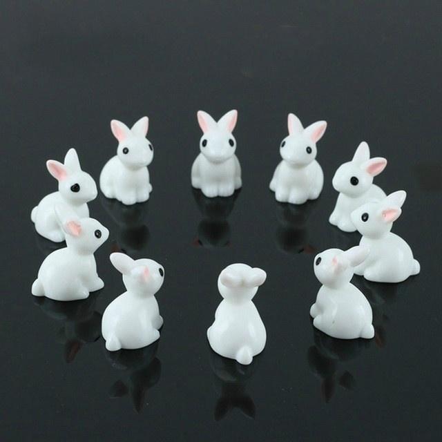 15 Pcs Lovely Miniature Mini Rabbit Resin Garden Fairy Ornament Flower Plant Pot Home Figurine Animal Decor