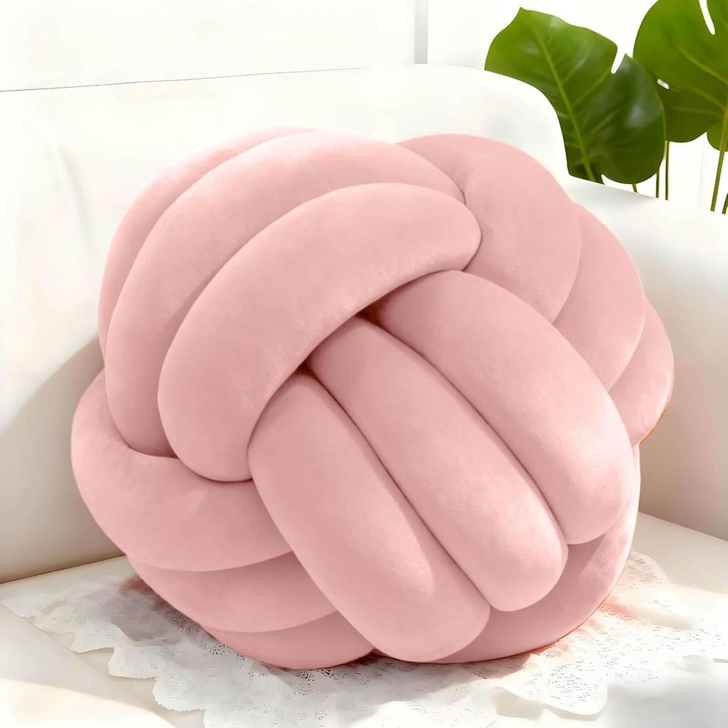 Dark Green 8.6 Inches Knot Pillow Ball, Round Soft Handmade Knotted Ball Pillow Plush Cushion Home Decor, Knotted Plush Pillow Cushion, for Bedroom,