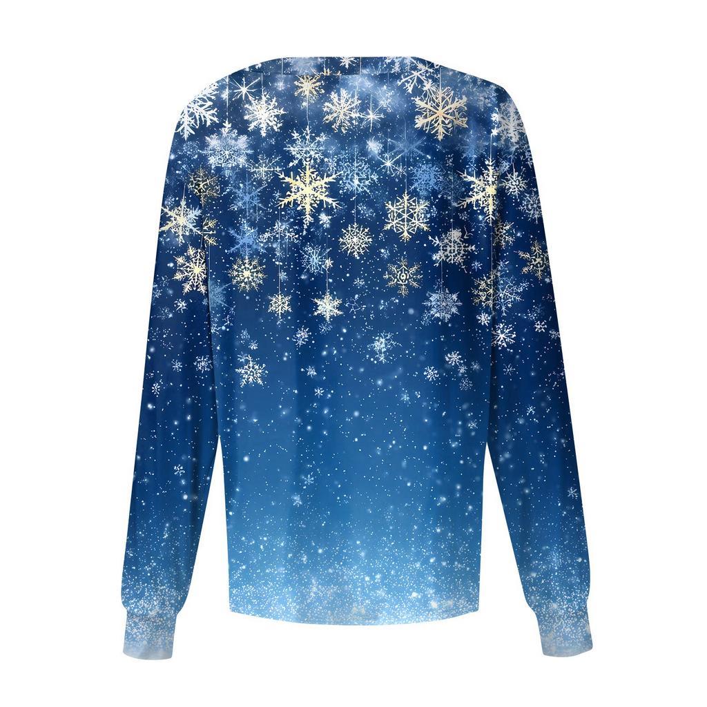 Dame fritidsjakke med langermet enkelt-breasted juletrykt beskyttelsesklær cardigan topp