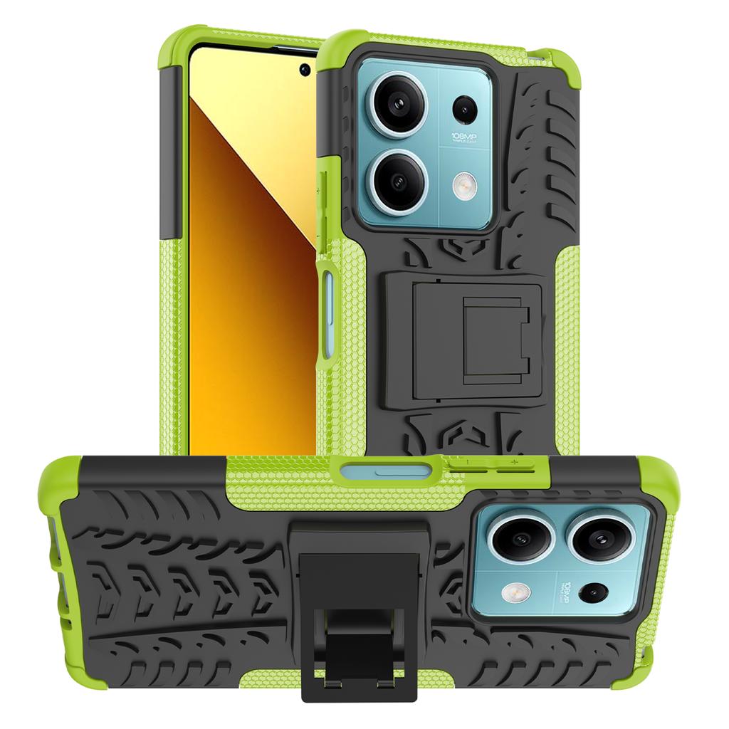For Xiaomi Redmi Note 13 5G Tyre Pattern Case Kickstand PC+TPU Non-slip Phone Cover