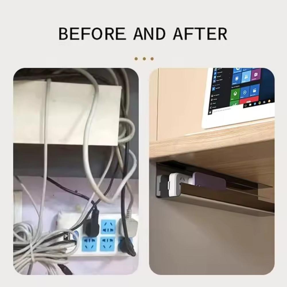 1pc 8.5cm/3.35in Under Desk Cable Management Tray Self Adhesive Cable Storage Rack Basket for Power Strip Adapter Useful