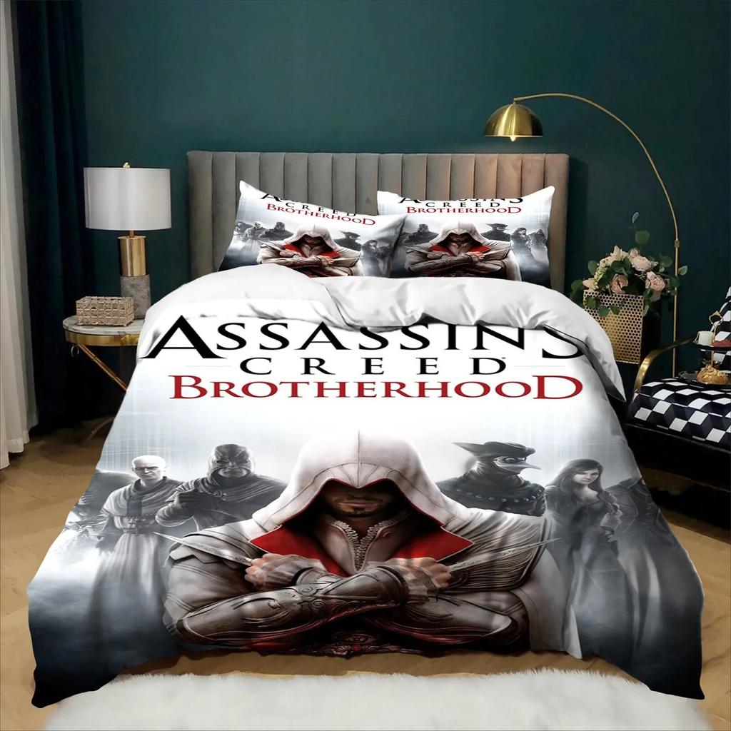 Fashion A-Assassin's C-Creed Bedding Set Duvet Cover Pillowcase Single Double King Size Game Bed Boys Teens Bedroom Decor Gift