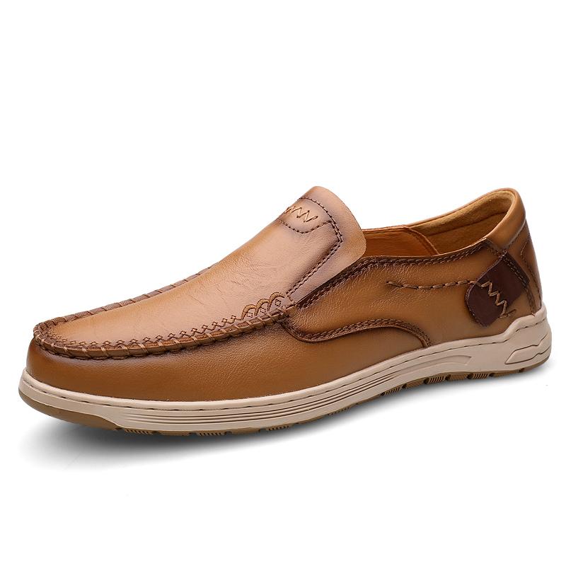 

Fashion Handmade Classic Men s Sneakers Luxury Brand Male Genuine Leather Loafers New Comfty Casual Shoes Soft Driving Walking Footwear 45 коричневый