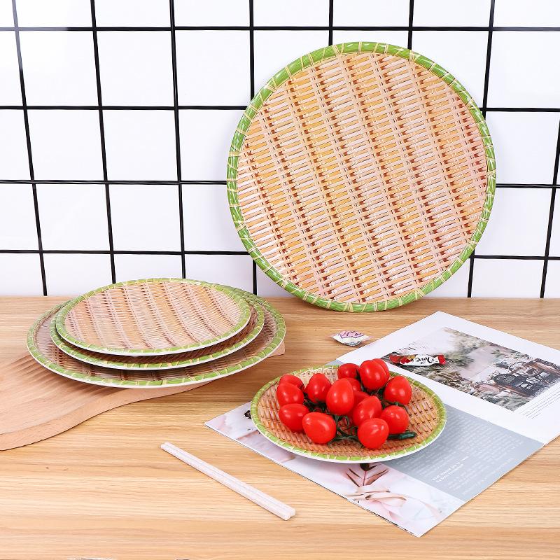 Imitation Bamboo Weaving  Pot Vegetable Plate Barbecue Plate Serving Plate Restaurant