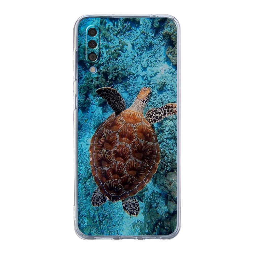 Case For Samsung A54 A52 A50 A70 A40 A20S A20E A02S A12 A14 A16 A22 A42 A34 A32 5G A04s A06 lovely Cartoon sea turtle ocean blue