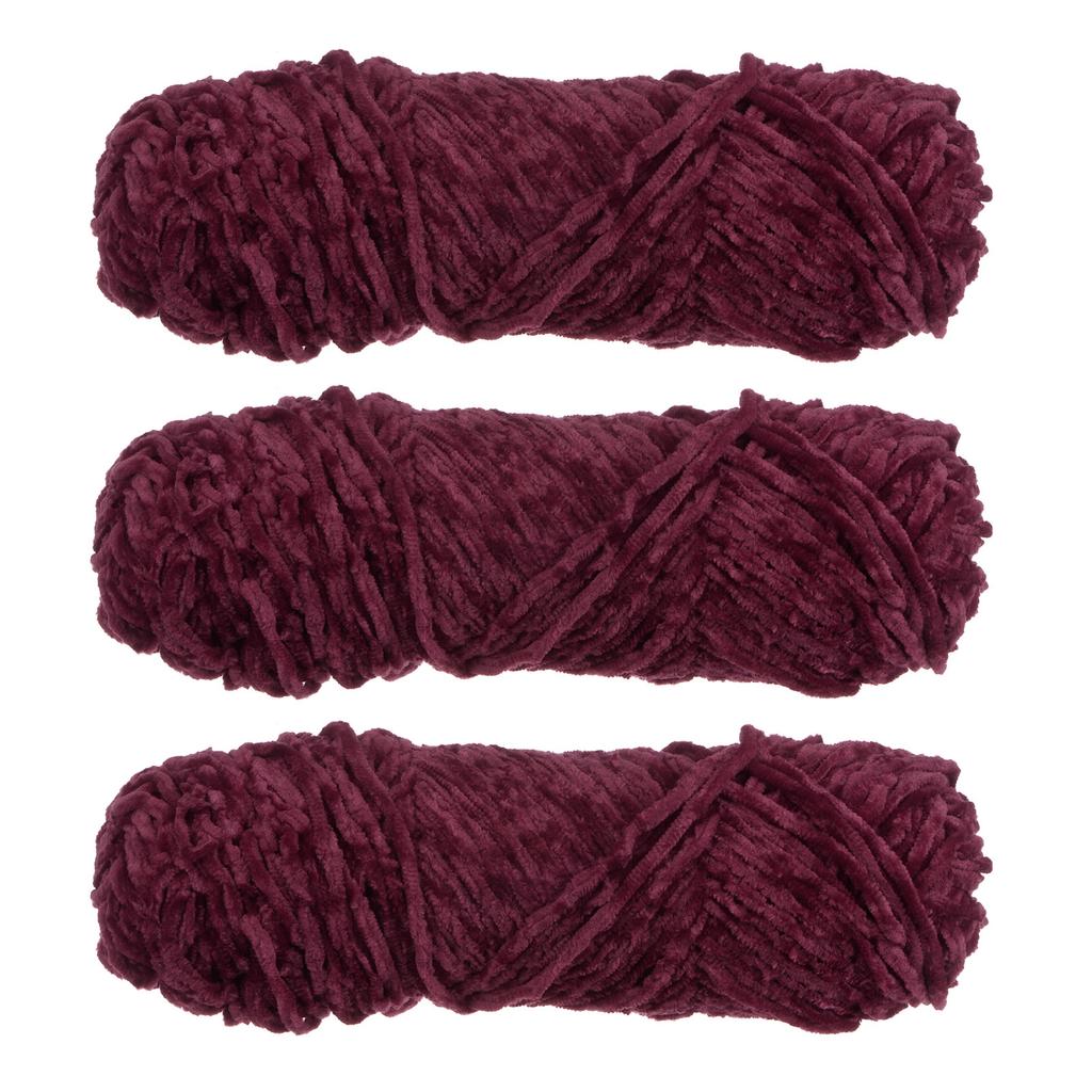 3 Skeins Chenille Yarn Soft Blanket Yarn Polyester Velvet Fancy Fluffy Yarn Knitting for Crochet Weaving Scarf, White