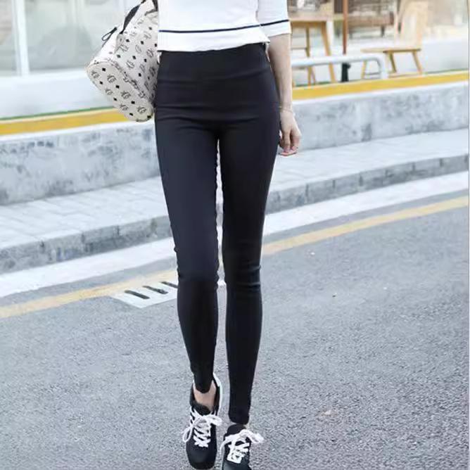 Women's High Waist Skinny Pants High Elastic Solid Color Pencil Pants Stretchy Slim Fit Leggings With Pockets