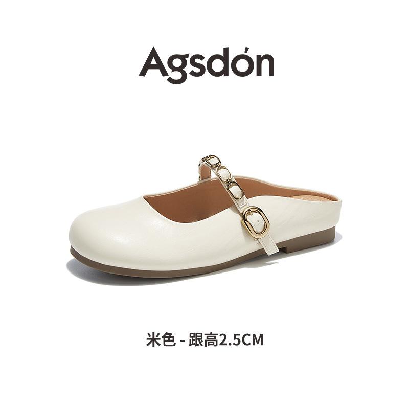 Augustine flat-bottomed bag head slippers women's 2025 summer new fashion one-pedal Mary Jane shoes half-tow sandals