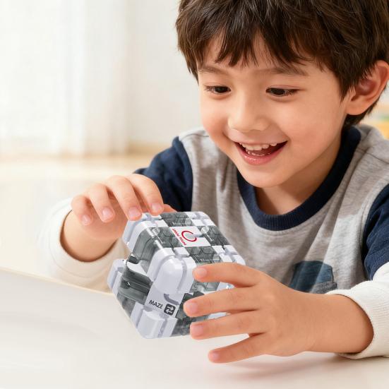 1/2Pcs 3D Puzzle Maze Cube Brain Teaser 3x3 Rolling Ball Maze Cube Stress Relief Logical Thinking Training Handheld Bead Maze Educational Toy