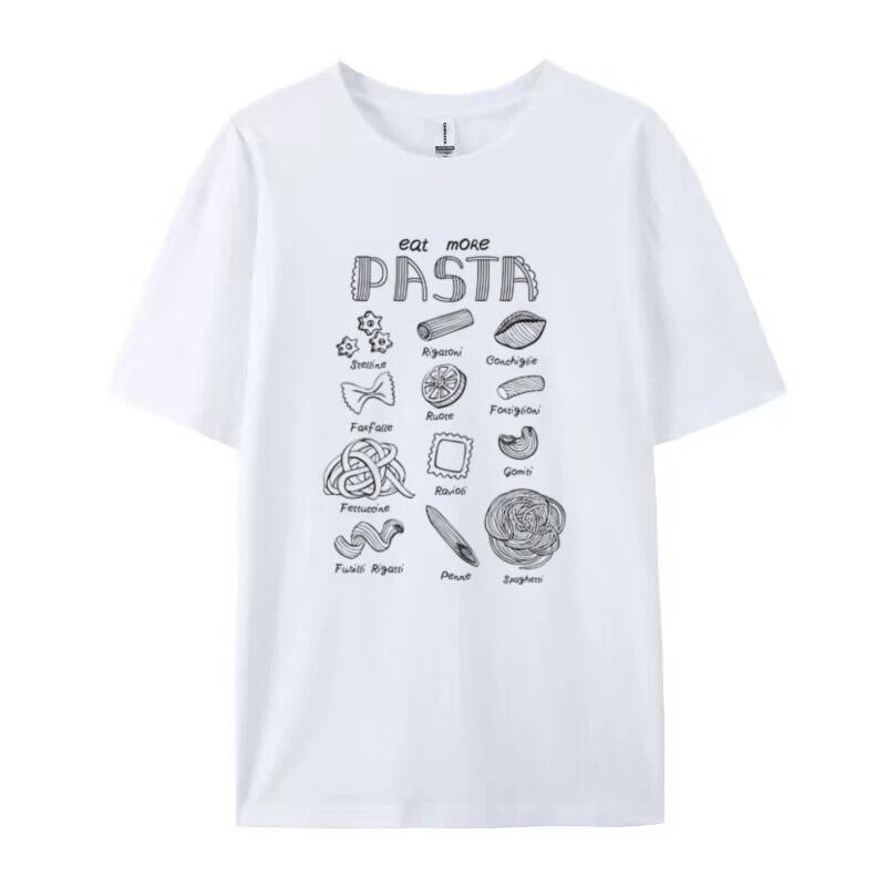 Women Cute Pasta Lover Tshirt Retro Aesthetic Italian Food TShirts Loose Funny Foodie Shirt Unisex Vintage Graphic Tees Gifts