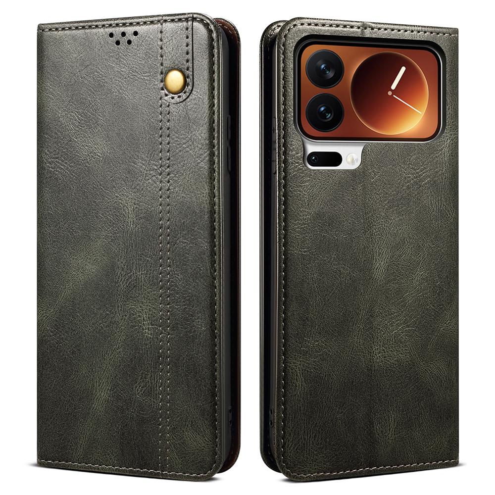 For Xiaomi 17 Pro Max Case Crazy Horse Texture Waxy Leather Wallet Stand Phone Cover