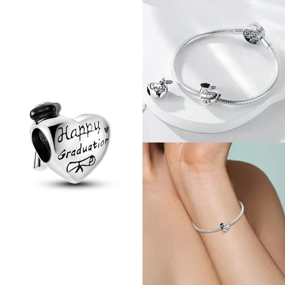 Exquisite Pendants Woman New Original Copper Pink Cherry Heart Star Footprint Charms Beads Fit Bracelet Jewelry Diy Gifts