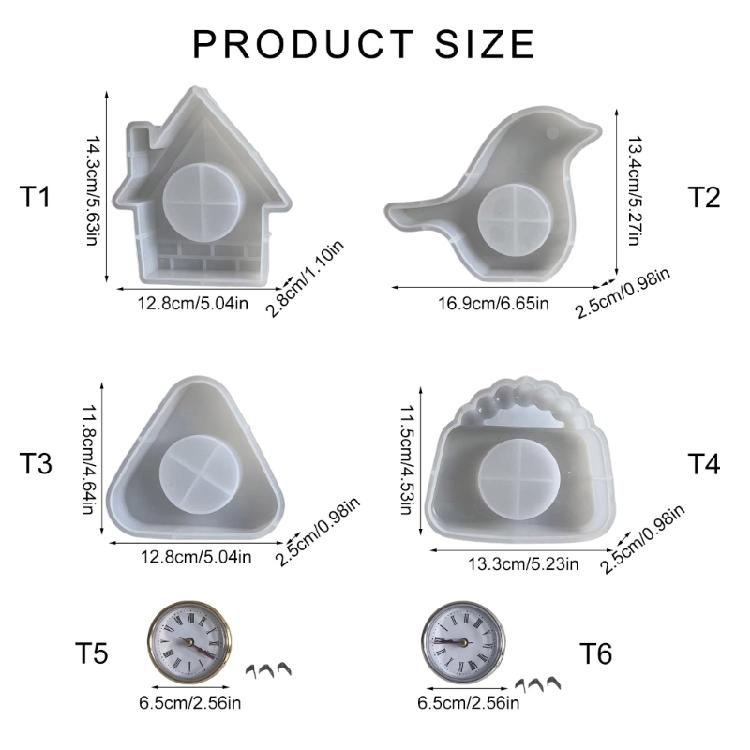Ornament Mould Flexible Silicone Mold for Office Decoration Miniature Clock Shaped Desktop Embellishment Making Molds