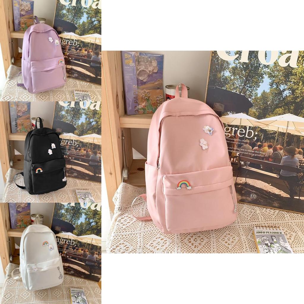 Stylish Lightweight Rainbow Pendant Backpack For Students In Various Colors