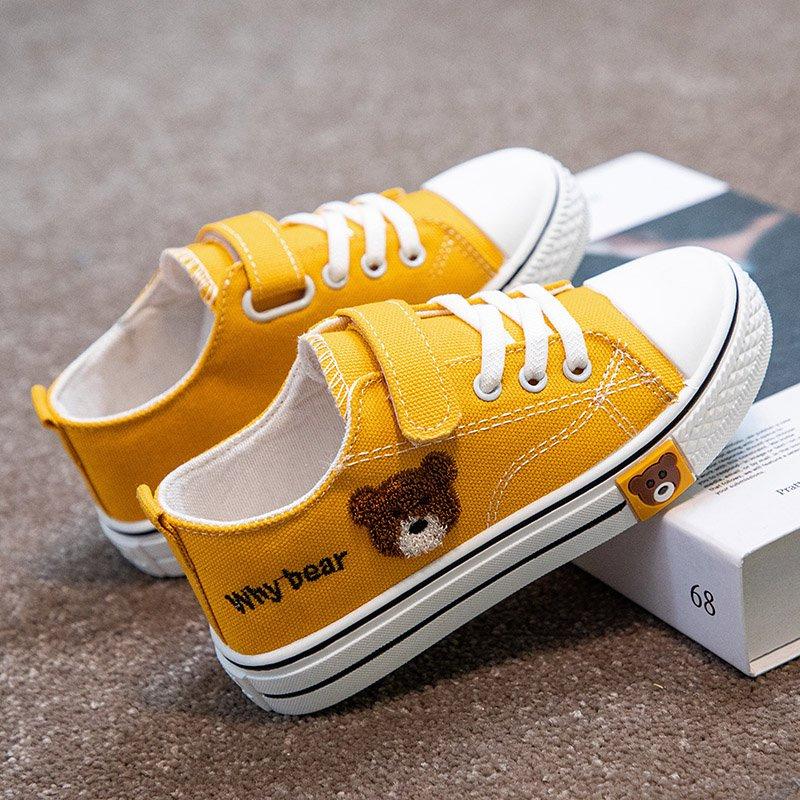Children's Canvas Shoes New Spring and Autumn Boys' Soft Sole Sports Shoes Girls' Fashionable Big Kids' Velcro Sneakers