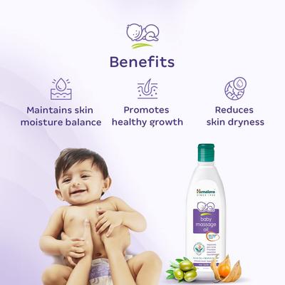 Himalaya Baby Massageolie 200 ml Pakke med 2 Mild Nærende Hudpleje til Spædbørn