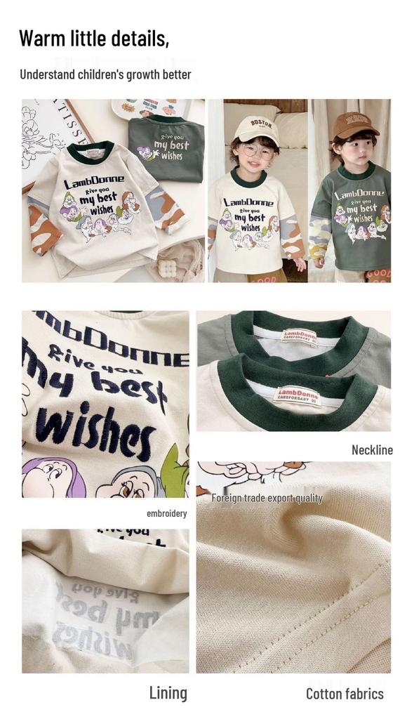 2026 Spring Children's Cartoon Long Sleeve Base Layer Pullover for Toddlers and Young Kids