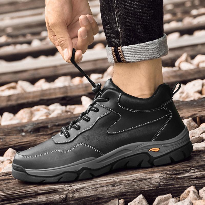 Men Winter Plush Snow Flats Genuine Leather Mens Breathable Sneakers High Quality Men Casual Driving Shoes Men's Vulcanize Shoes
