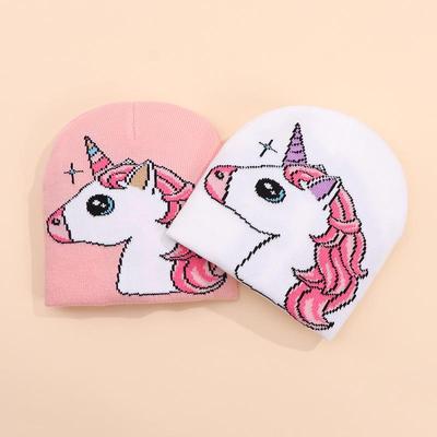Nouveau Bonnet Tricoté Licorne Dessin Animé Mignon pour Filles - Automne/Hiver Chaud Laine Mode