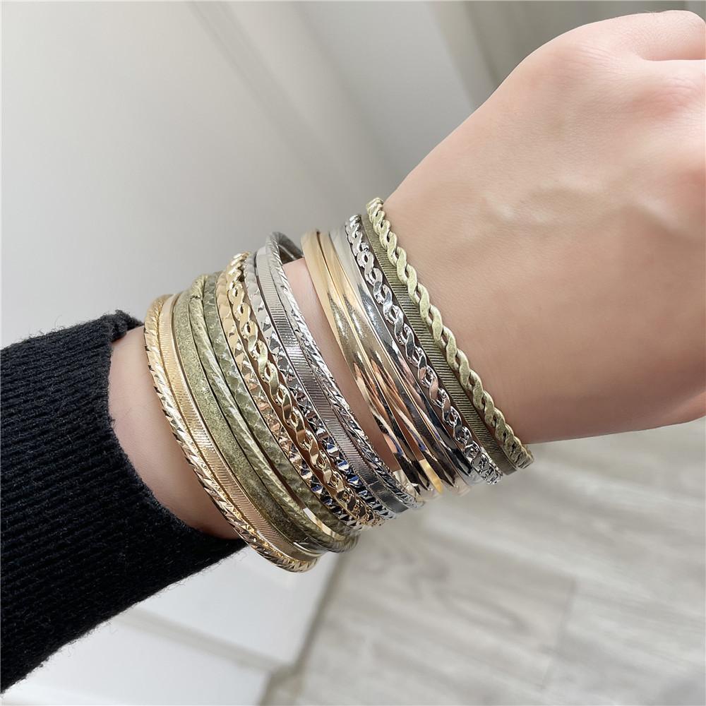 Stylish Iron Geometric Bracelets Pack With Durable Coating For Men And Women