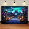 Halloween Eve Theme Skull Flowers Night Castle Moon Pumpkin Lights Skeleton Family Party Kids Photography Background Studio Prop387