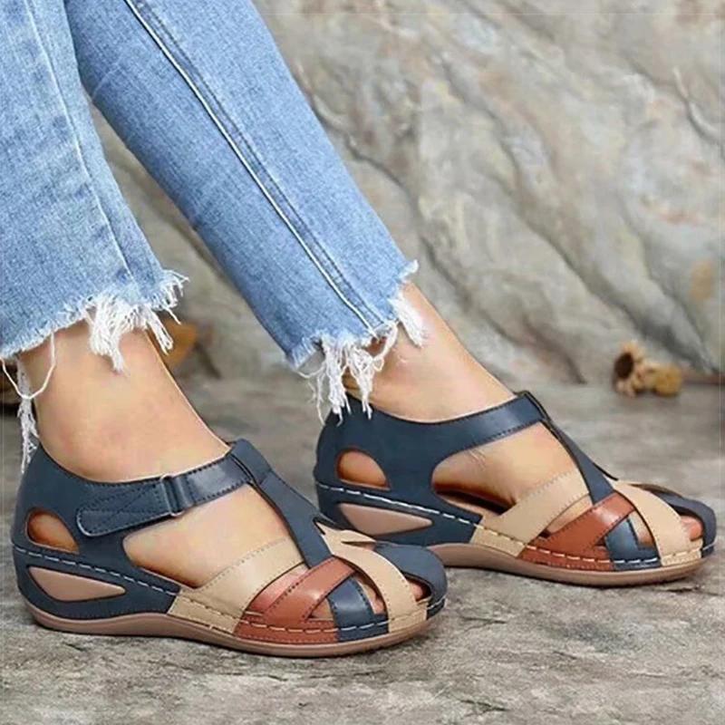 Fashion Women's Sandals Wedges Heels Sandals for 2025 Summer Shoes Woman Mix Color Heeled Sandalias Mujer Low Platform Footwear Female