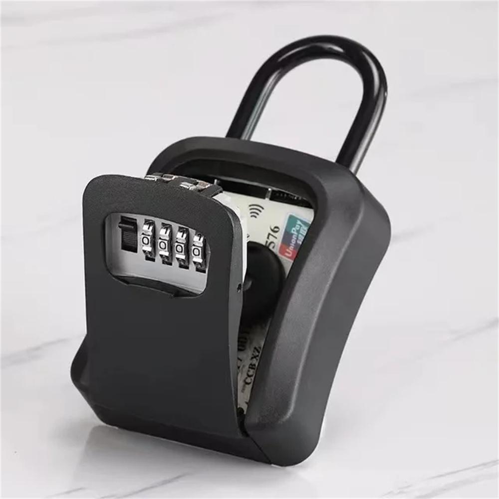 4 Digit Code Box Free Installation Outdoor Password Key Box Extended Locking Hook Steel Wire Hanging Key Storage Waterproof Key